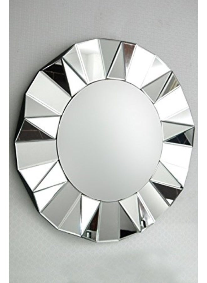 Decorhills Round Wall Mirror – Silver Circle Decorative Mirror with Special Ornate Frame for Living Room, Bedroom, Bathroom, Vanity, Hallway Home Décor - Image 1
